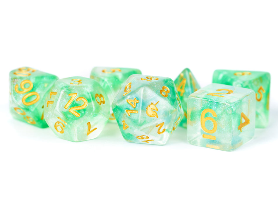 Metallic Dice Games Unicorn Icy Everglades 7ct Polyhedral Dice Set Dice FanRoll by Metallic Dice Games