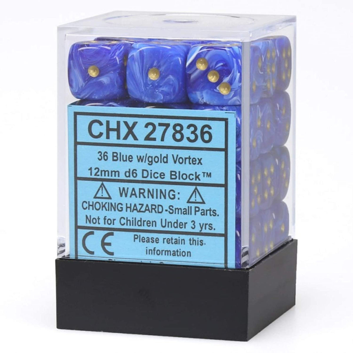 Chessex 12mm Vortex Blue/Gold 36ct D6 Set (27836) Dice Chessex   