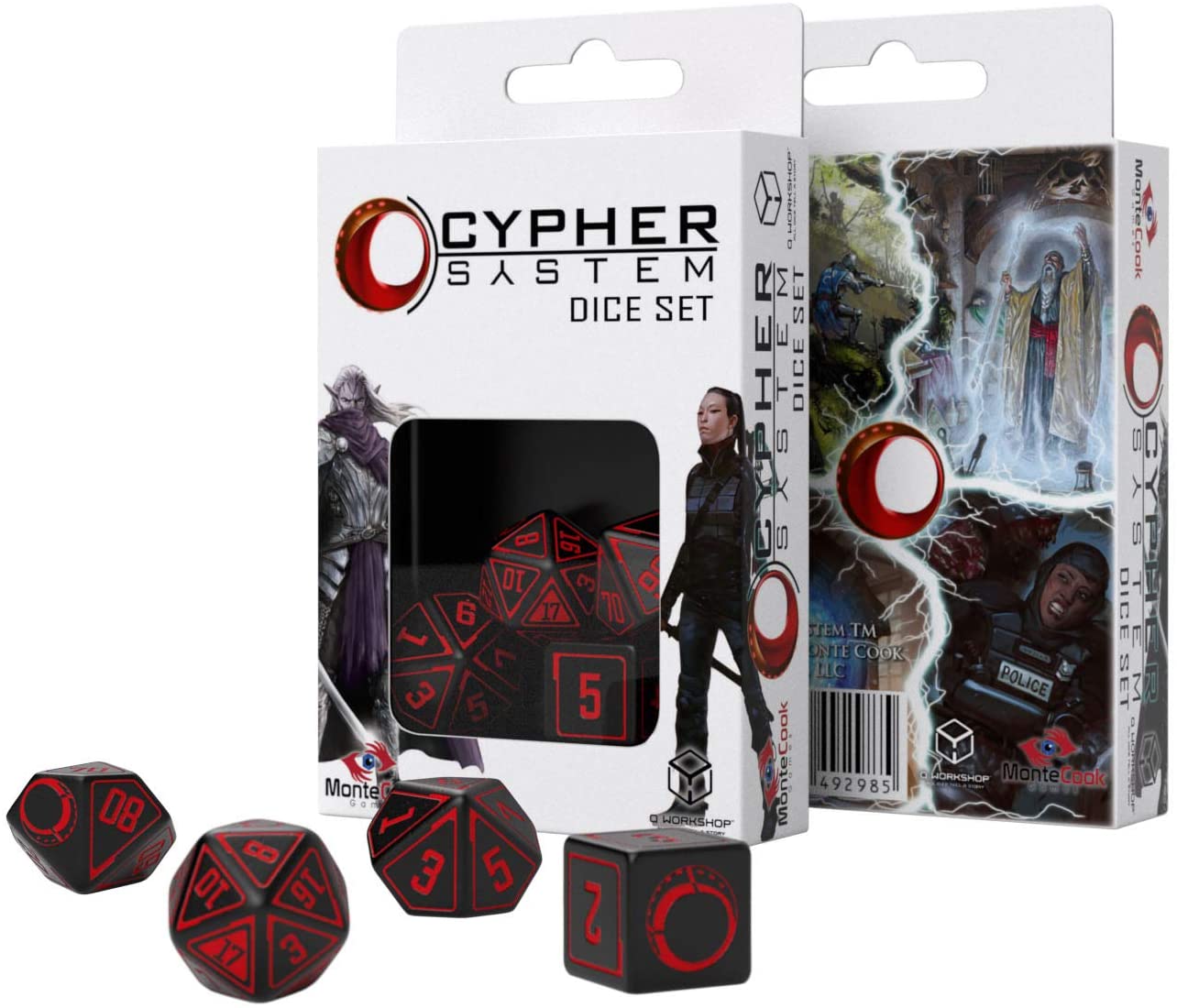 Q-Workshop Cypher System Black/Red 4ct Polyhedral Set Dice Q Workshop