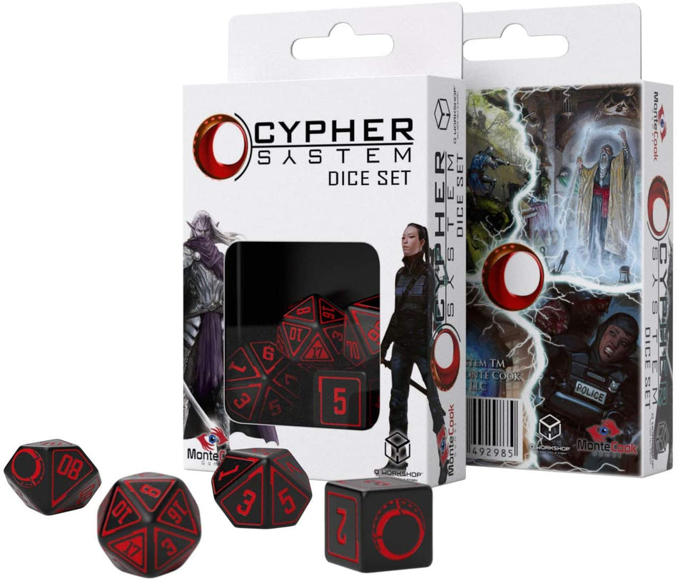 Q-Workshop Cypher System Black/Red 4ct Polyhedral Set Dice Q Workshop