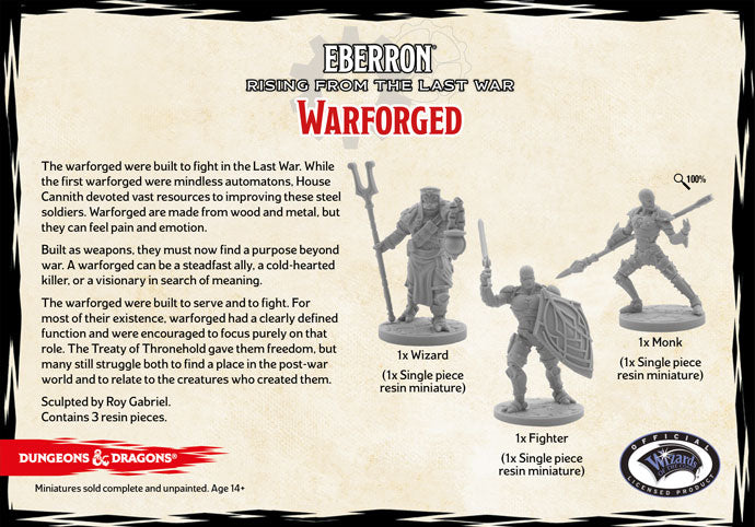 D&D Collector's Series Miniatures Eberron: Rising from the Last War Warforged Miniatures Gale Force Nine