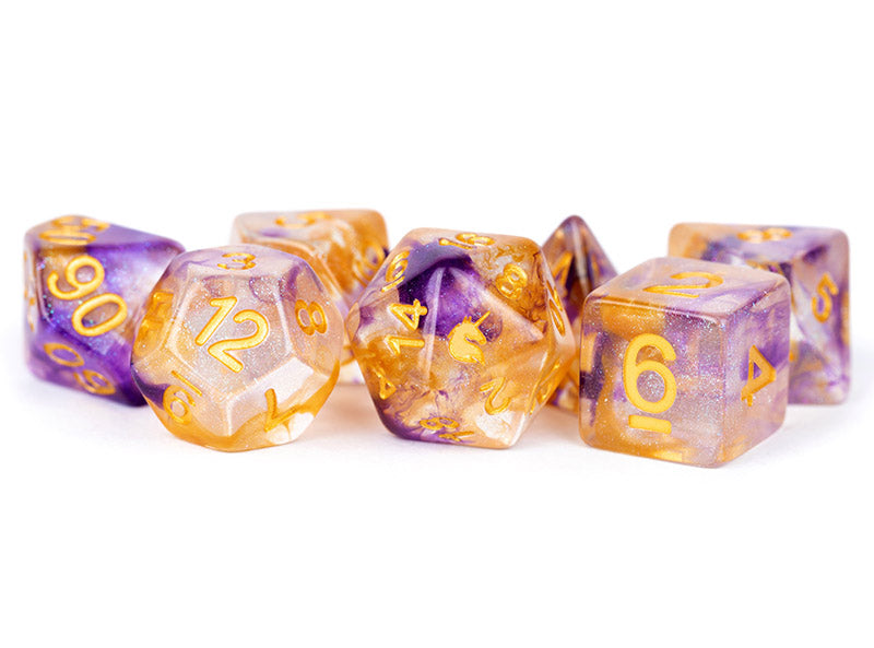 Metallic Dice Games Unicorn Royal Sunset 7ct Polyhedral Dice Set Dice FanRoll by Metallic Dice Games