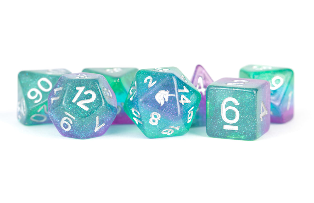 Metallic Dice Games Unicorn Aurora 7ct Polyhedral Dice Set Dice FanRoll by Metallic Dice Games   