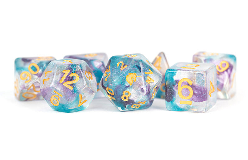 Metallic Dice Games Unicorn Fancy Fae 7ct Polyhedral Dice Set Dice FanRoll by Metallic Dice Games   