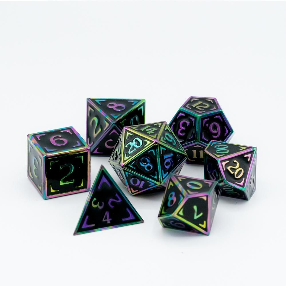 Dice Hard Dice 7ct Metal Polyhedral Dice Set Reticle Zenith Dark Matter Dice Die Hard Dice   