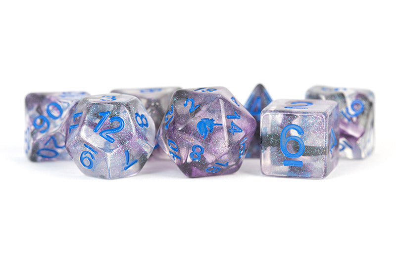 Metallic Dice Games Unicorn Stellar Storm 7ct Polyhedral Dice Set Dice FanRoll by Metallic Dice Games   