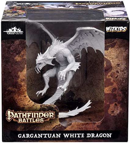 Pathfinder Deep Cuts Unpainted Miniatures: Gargantuan White Dragon Home page WizKids   