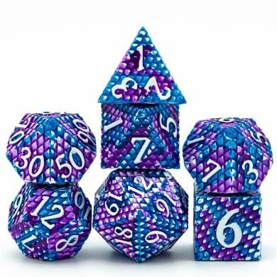 Foam Brain Games 7ct Metal Polyhedral Dice Set Ice Dragon Scale Dice Foam Brain Games