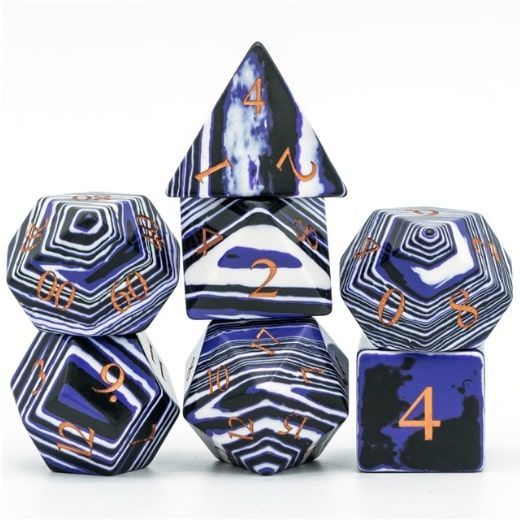 Foam Brain Games 7ct Gemstone Polyhedral Dice Set Textured Turquoise Black & Blue Dice Foam Brain Games