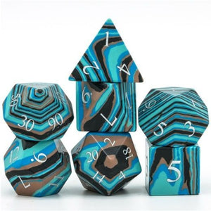 Foam Brain Games 7ct Gemstone Polyhedral Dice Set Textured Turquoise Blue & Brown  Foam Brain Games   