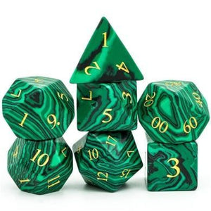 Foam Brain Games 7ct Gemstone Polyhedral Dice Set Malachite with Gold Ink  Common Ground Games   