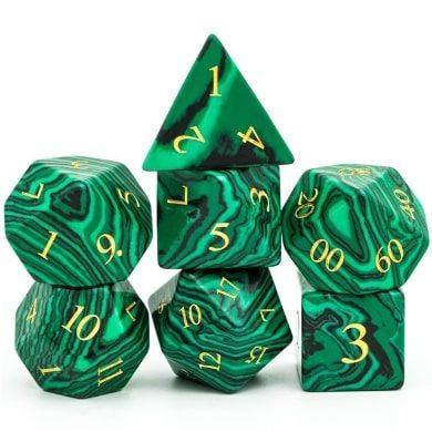 Foam Brain Games 7ct Gemstone Polyhedral Dice Set Malachite with Gold Ink  Common Ground Games   