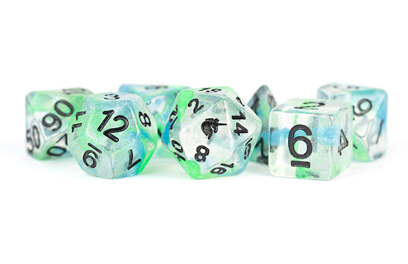 Metallic Dice Games Unicorn Sea Kelp 7ct Polyhedral Dice Set Dice FanRoll by Metallic Dice Games
