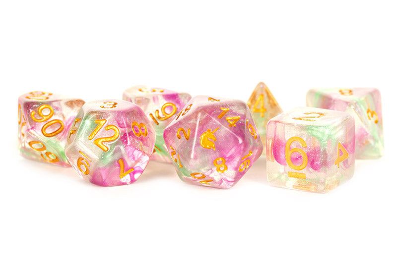Metallic Dice Games Unicorn Celestial Blossom 7ct Polyhedral Dice Set Dice FanRoll by Metallic Dice Games