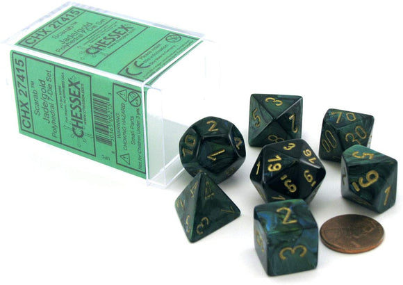 Chessex Scarab Jade/Gold 7ct Polyhedral Set (27415) Dice Chessex   
