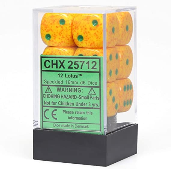 Chessex 16mm Speckled Lotus 12ct D6 Set (25712) Dice Chessex   