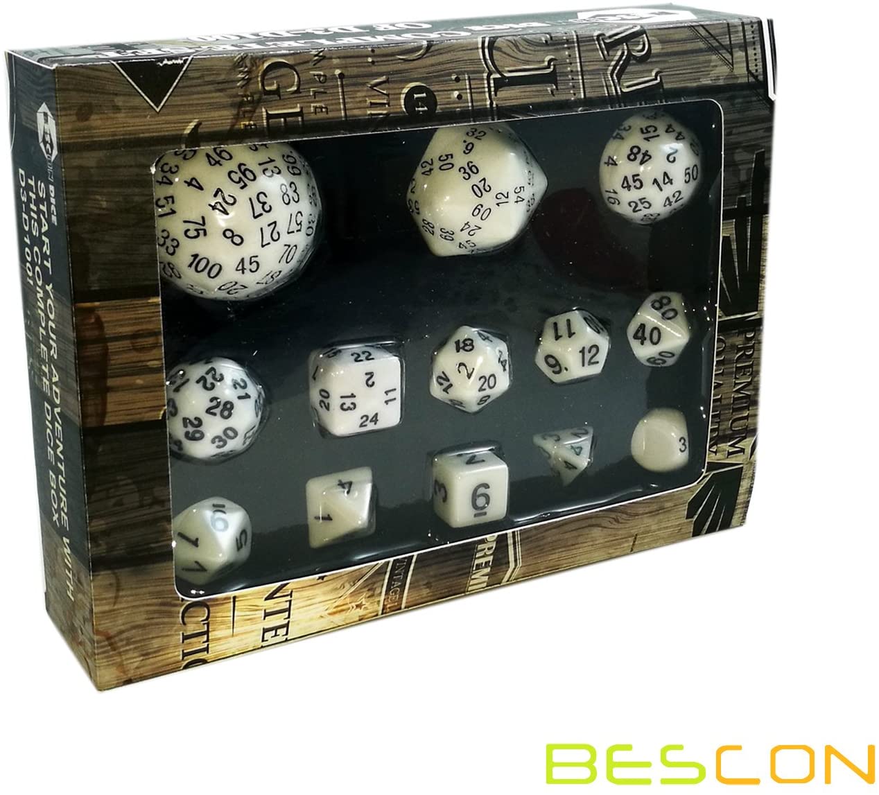 Bescon Complete 13ct Polyhedral Dice Set White Dice Other