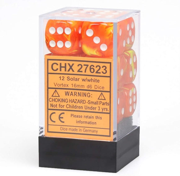 Chessex 16mm Vortex Solar/White 12ct D6 Set (27623) Dice Chessex   