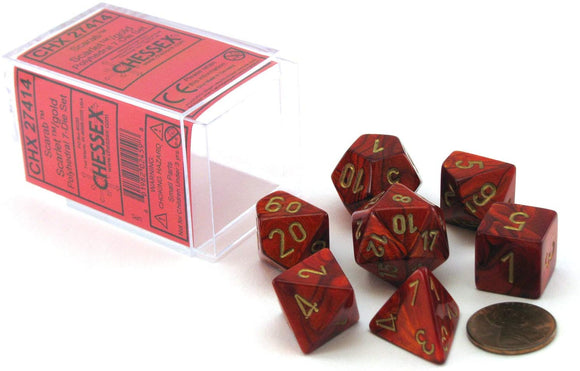 Chessex Scarab Scarlet/Gold 7ct Polyhedral Set (27414) Dice Chessex   