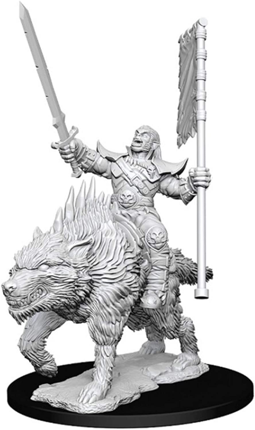Pathfinder Deep Cuts Unpainted Miniatures: Orc on Dire Wolf Miniatures WizKids   