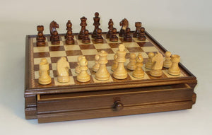 Chess Set with Drawer 15" Walnut and Maple Home page Other   