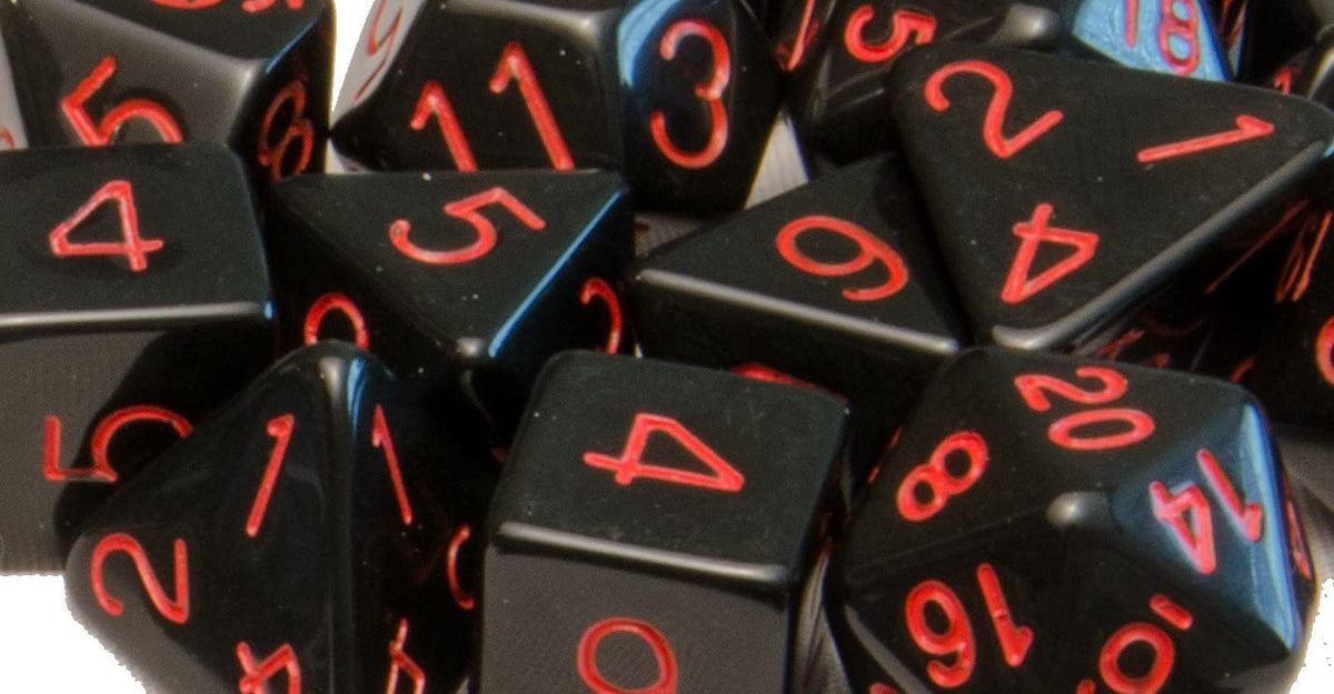 Role4Initiative Opaque Black with Red Numbers 15ct Polyhedral Set Dice Role 4 Initiative