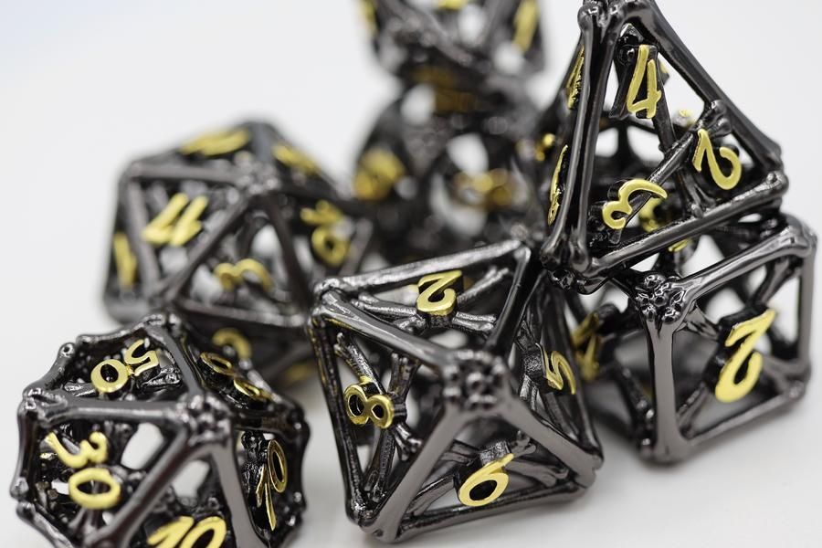 Foam Brain 7ct Metal Polyhedral Dice Set - Hollow Night Bones Dice Foam Brain Games
