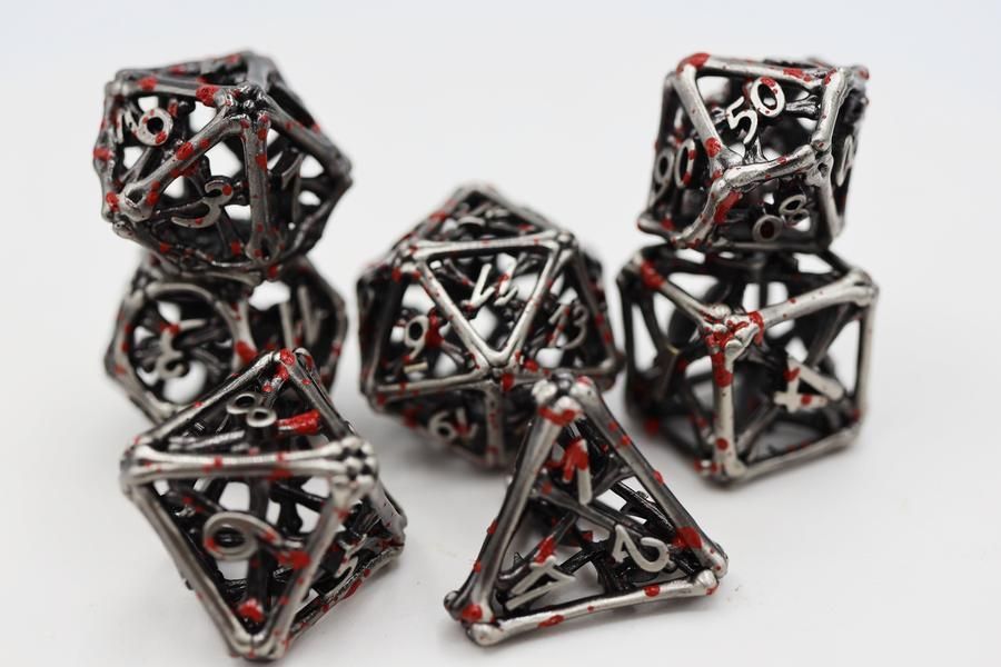 Foam Brain 7ct Metal Polyhedral Dice Set - Hollow Vampire Bones Dice Foam Brain Games