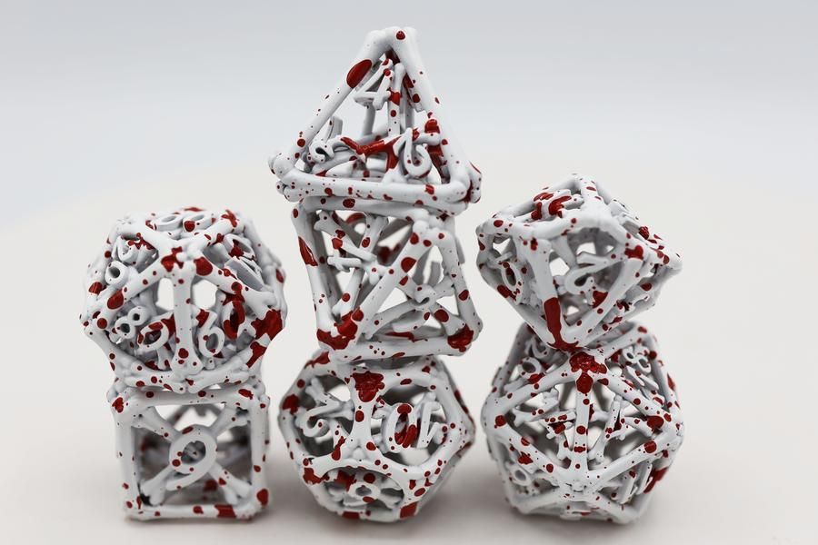 Foam Brain 7ct Metal Polyhedral Dice Set - Hollow Blood Bones Dice Foam Brain Games