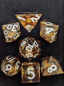 Metallic Dice Games Elixir Dice Liquid Core 7ct Polyhedral Dice Set - Gold  FanRoll   