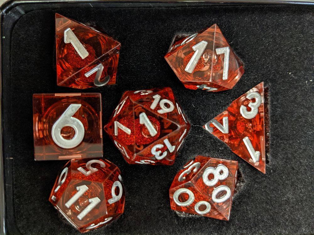 Metallic Dice Games Elixir Dice Liquid Core 7ct Polyhedral Dice Set - Red Dice FanRoll by Metallic Dice Games