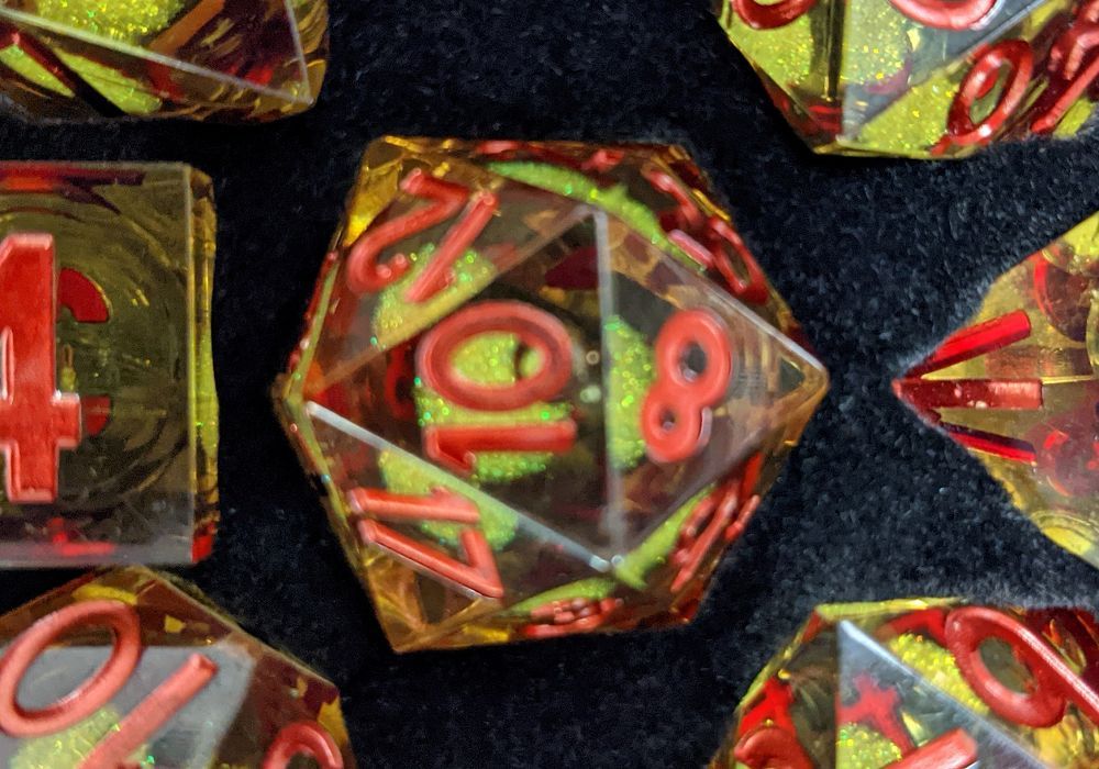 Metallic Dice Games Elixir Dice Single Liquid Core D20 - Yellow Dice FanRoll by Metallic Dice Games   