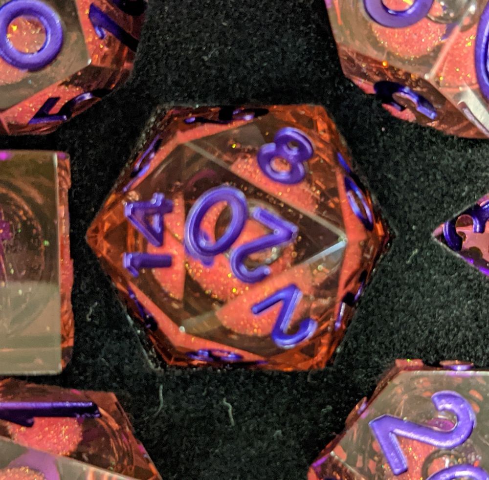 Metallic Dice Games Elixir Dice Single Liquid Core D20 - Pink/Purple Dice FanRoll by Metallic Dice Games   