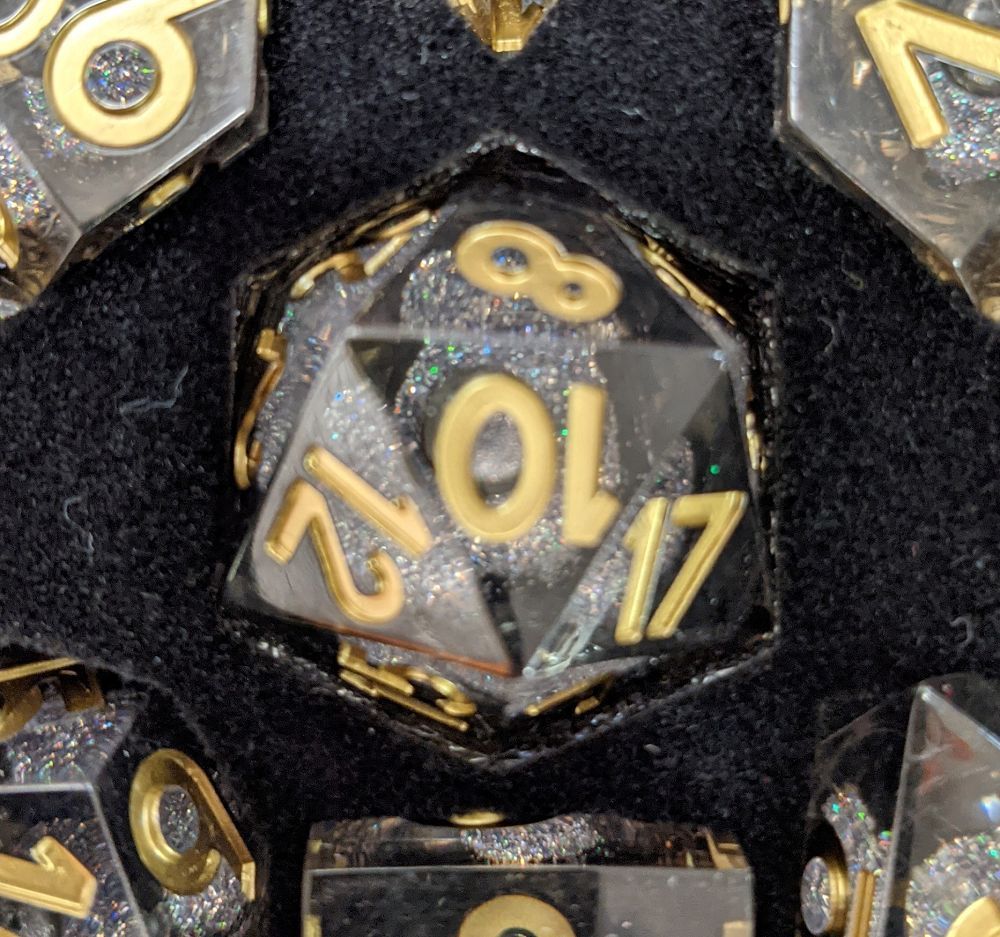 Metallic Dice Games Elixir Dice Single Liquid Core D20 - Silver Dice FanRoll by Metallic Dice Games