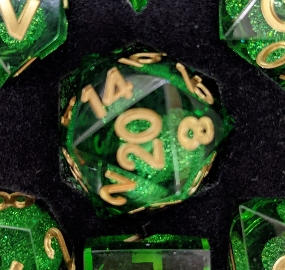 Metallic Dice Games Elixir Dice Single Liquid Core D20 - Green Dice FanRoll by Metallic Dice Games