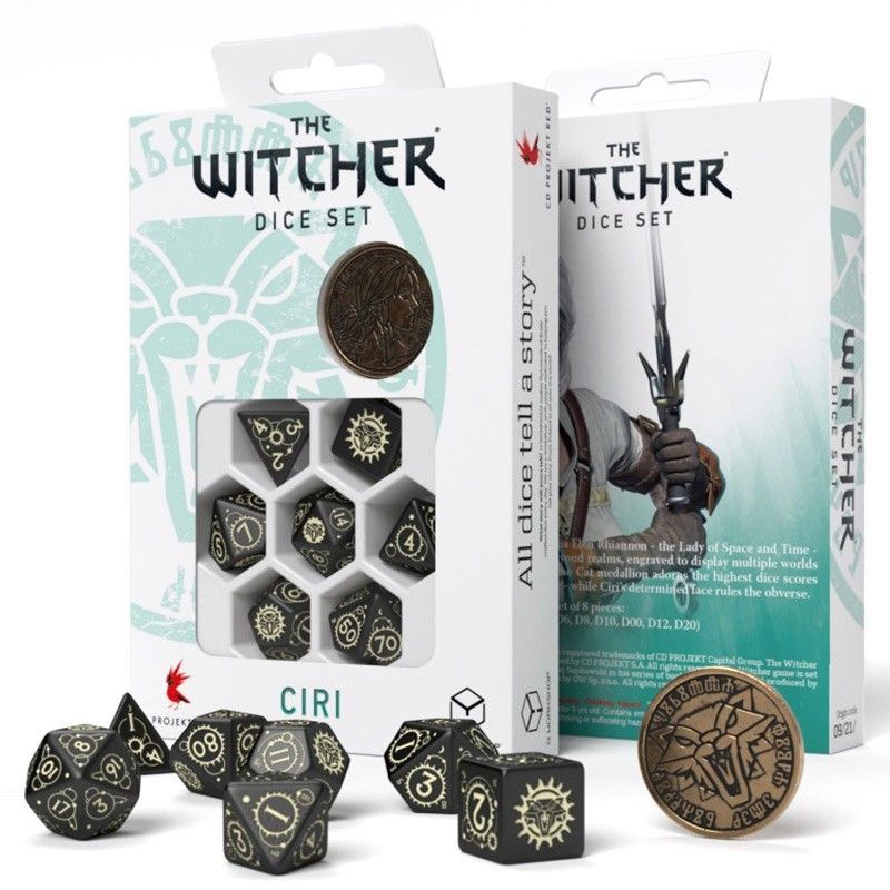 Q-Workshop 7ct Polyhedral Dice Set The Witcher Ciri the Ziraeal Dice Q Workshop   