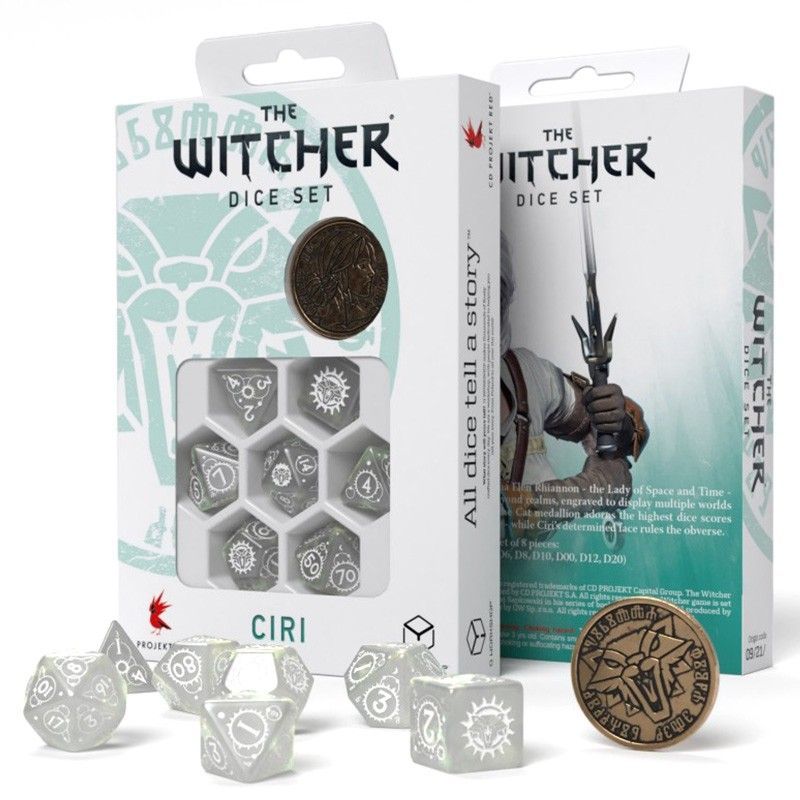 Q-Workshop 7ct Polyhedral Dice Set The Witcher Ciri Lady of Space Dice Q Workshop   