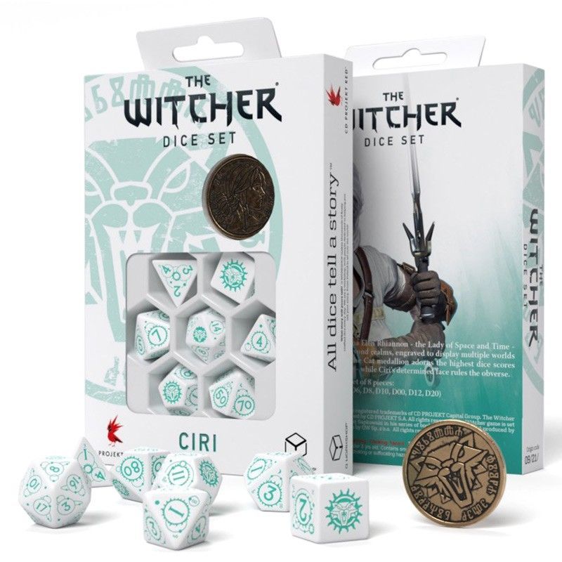 Q-Workshop 7ct Polyhedral Dice Set The Witcher Ciri Law of Surprise Dice Q Workshop   
