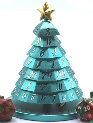 Christmas Tree Dice Forest Green/Cyan with Silver & Gold Font  Common Ground Games   