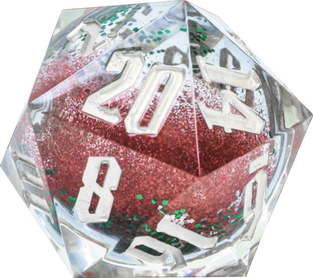 D20 Snow Globe Silver, Red & Gold Glitter Dice Sirius Dice   