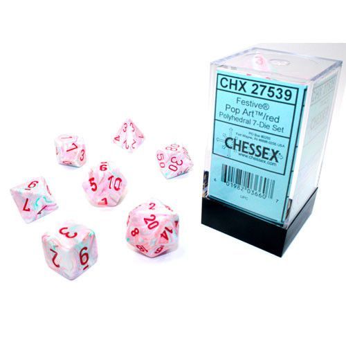 Chessex 7ct Polyhedral Dice Set Festive Pop Art/Red (27539)  Chessex   