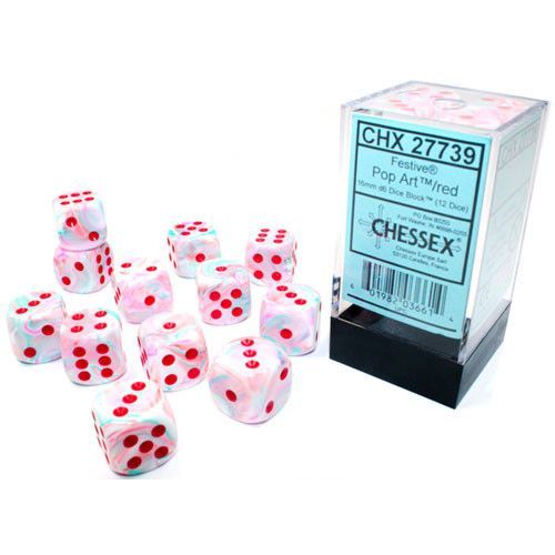 Chessex 16mm D6 Set Festive Pop Art/Red (27739)  Chessex   