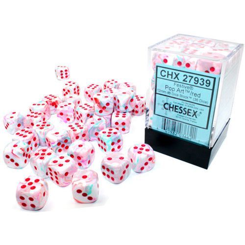 Chessex 12mm D6 Set Festive Pop Art/Red (27939)  Chessex   