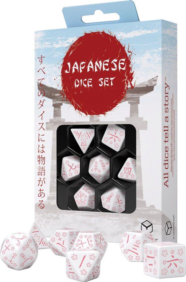 Q-Workshop 7ct Polyhedral Dice Set Japanese Cherry Blossom Petals Dice Q Workshop   