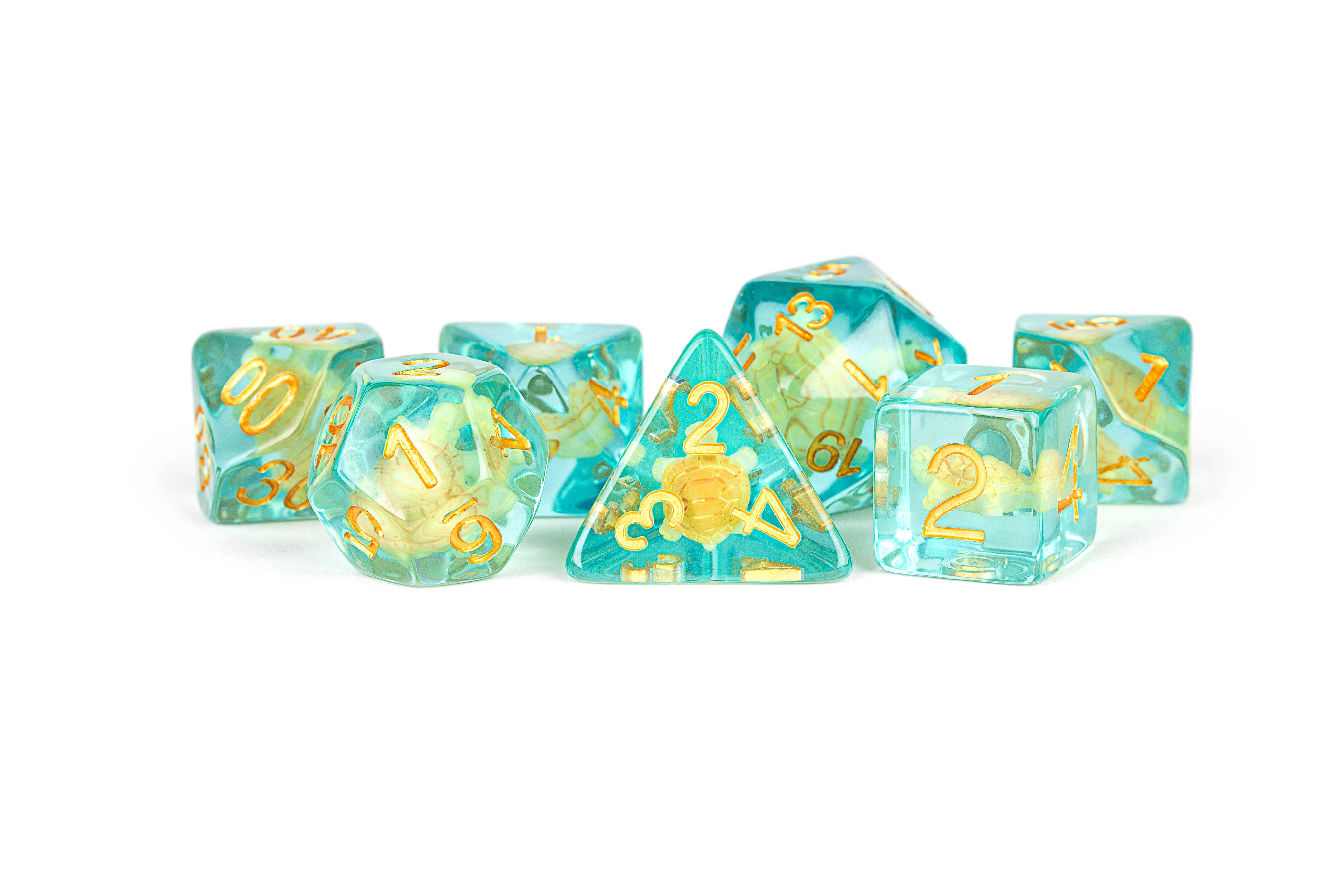 Metallic Dice Games 7ct Polyhedral Dice Set - Turtle Dice FanRoll by Metallic Dice Games   