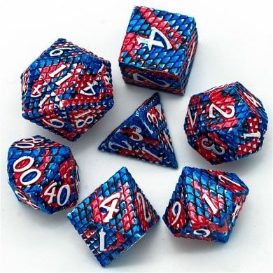 Foam Brain 7ct Metal Polyhedral Dice Set - Coral Reef Dragon Scale Dice Foam Brain Games