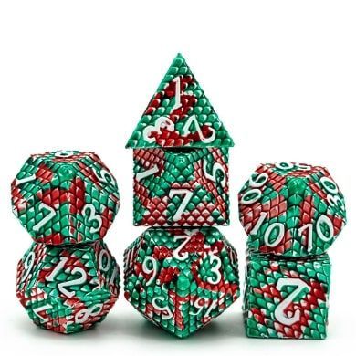 Foam Brain 7ct Metal Polyhedral Dice Set - Pit Viper Dragon Scale Dice Foam Brain Games