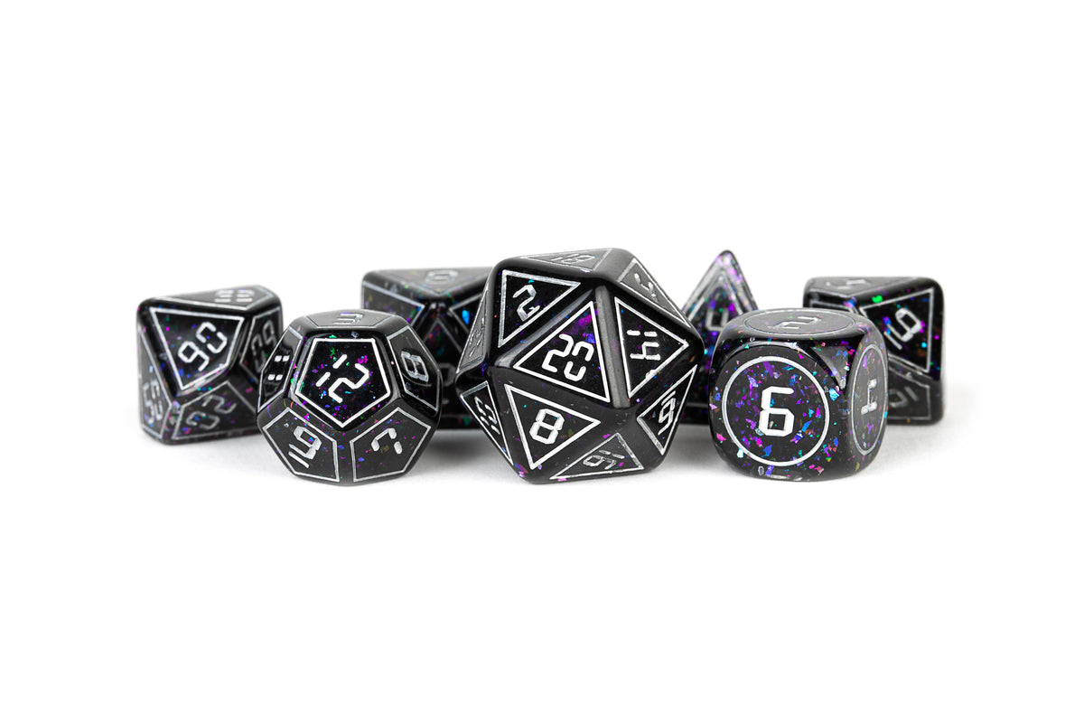 Metallic Dice Games 7ct Polyhedral Dice Set - Framed Void Dice FanRoll by Metallic Dice Games