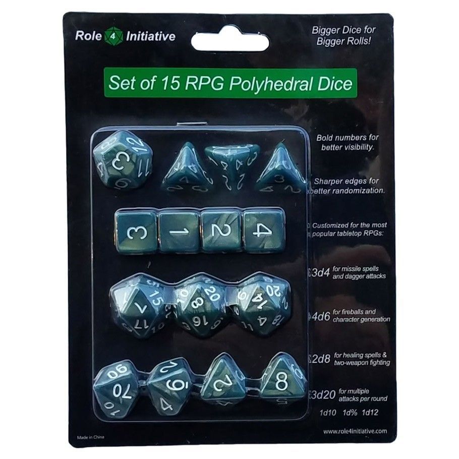 Role4Initiative 15ct Diffusion Shimmer Sea Dragon White Dice Set Dice Role 4 Initiative