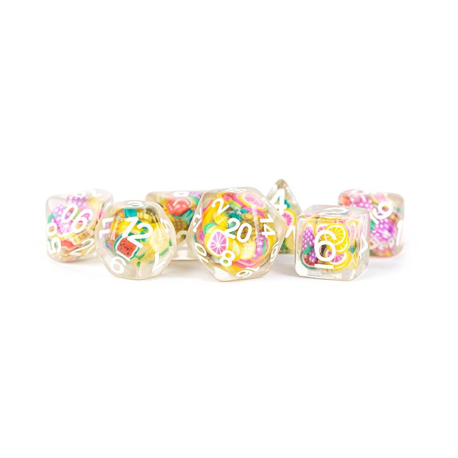 Metallic Dice Games 7ct Polyhedral Dice Set Fruit Dice FanRoll by Metallic Dice Games   